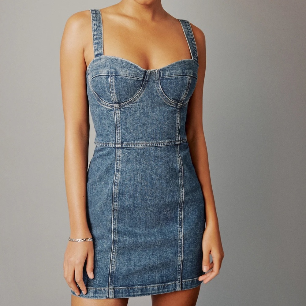 Reformation Nikki Bustier Denim Dress